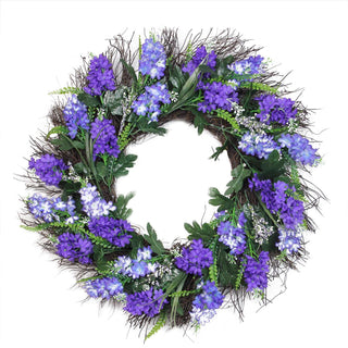 Northlight Shades of Artificial Lilac and Heather Spring Floral Wreath Unlit 22" Purple