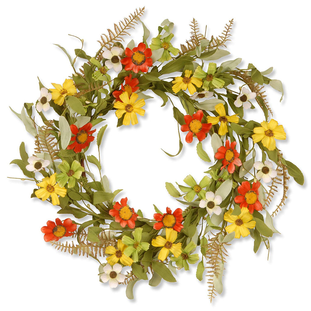 National Tree 20 Inch Floral Wreath with Red and Yellow Sunflowers (GAF30-20WSRL)